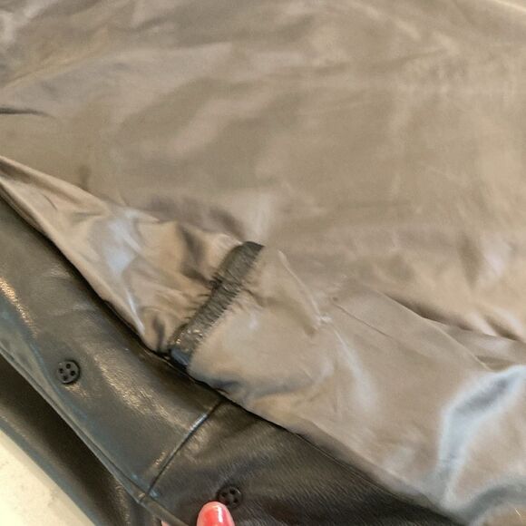 Banana Republic Button Front Black Leather Barn Coat Jacket Small - Picture 10 of 11